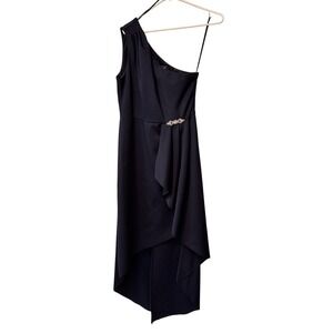 Jessica Howard One Shoulder Dress Party Cocktail Formal Navy Blue 12P‎ Scuba
